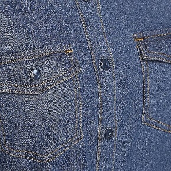 Denim & Co. Button Front Long Sleeve Denim Shirt NWOT - Picture 4 of 5